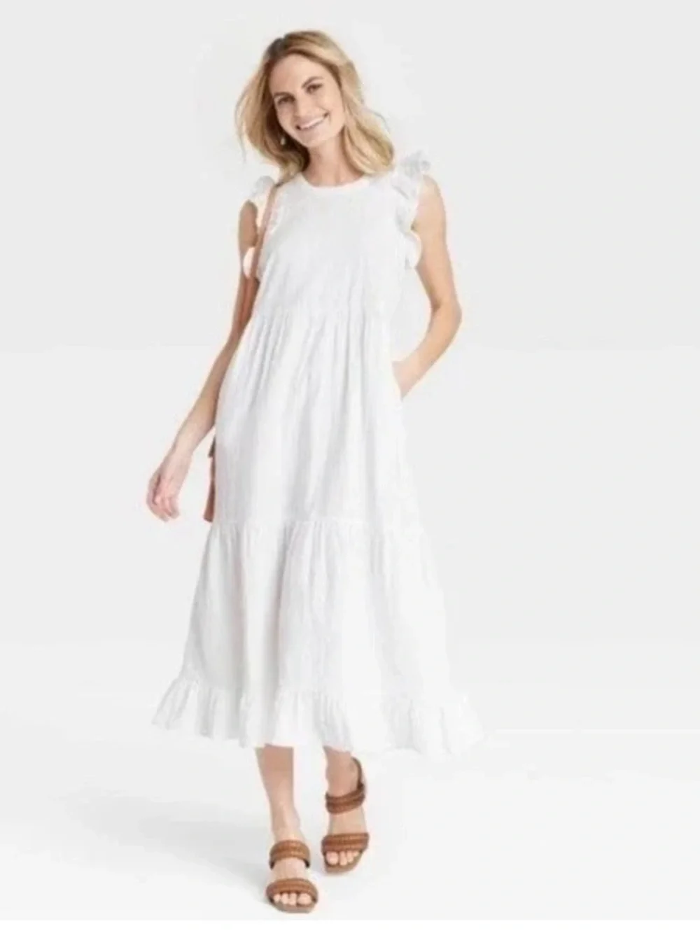 a new day White Ruffle Sleeve Tiered Maxi Dress - Picture 2 of 8